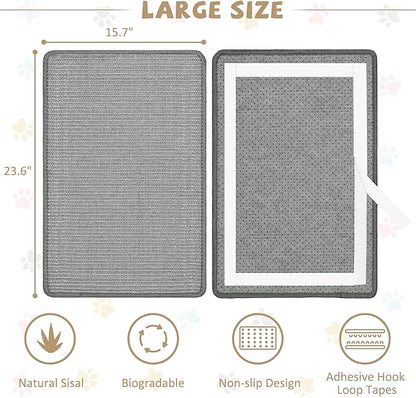 Graciadeco Gray Cat Scratching Mat Sisal, 2 Packs Sisal Fabric Large Cat - Image 2