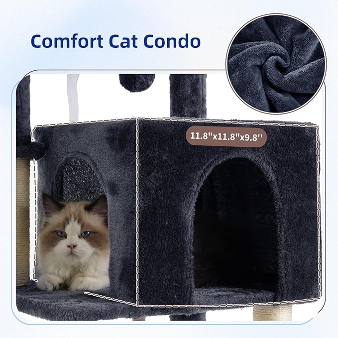 Gitelsnour Cat Tree, Cat Tower for Indoor Cats, 43.3 inch Cat Tree Tower - Image 3