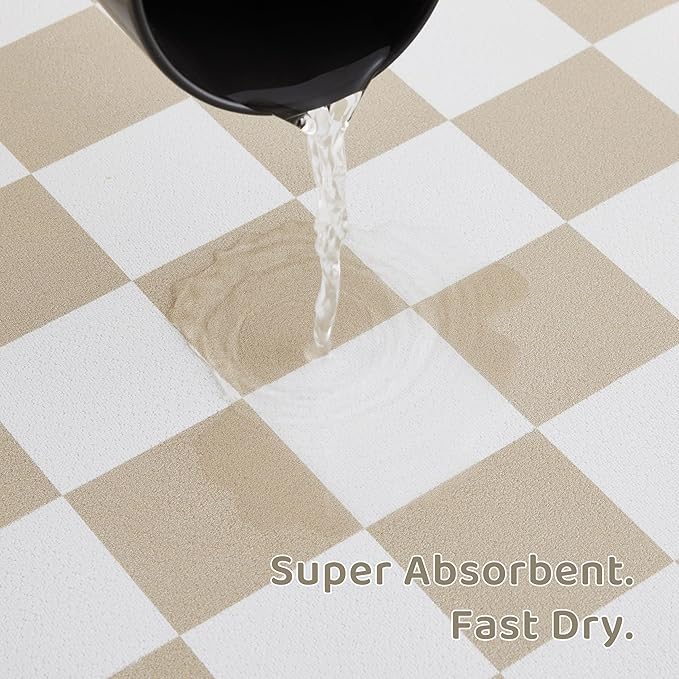 Checkered Dog Feeding Mat, Absorbent Mats - Image 4