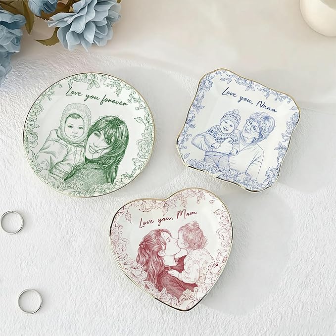 LOVELYPOD Custom Mom Nana Jewelry Tray, Family Photo Ring Holder, Mama Trinket - Image 3