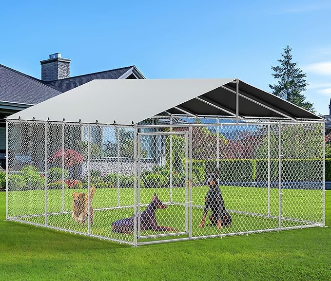 YITAHOME 14.8'x14.8' Large Outdoor Dog Kennel by YITAHOME