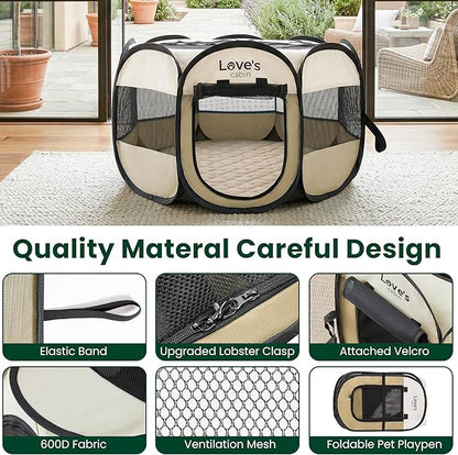 Love's cabin Dog Playpen with Washable Pee Pad, Puppy Pet Cat Playpen Small - Image 8