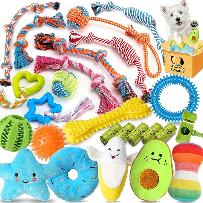 Zeaxuie 25 Pack Luxury Dog Chew Toys by Zeaxuie