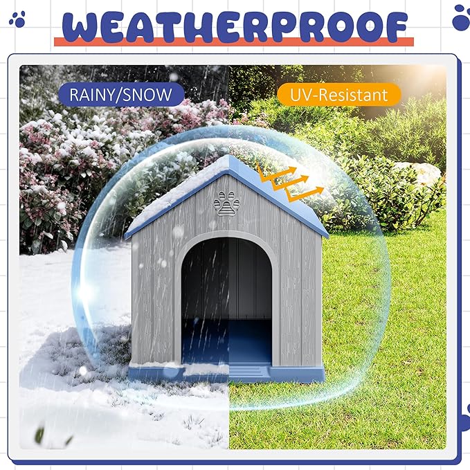 Bifanuo Dog House Outdoor Indoor, Plastic Small Dog House-Weatherproof Design - Image 3