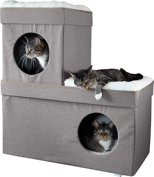 Kitty City Large Stackable Cat Condo & Cube House, Modular Indoor Cat Furniture by KittyCity