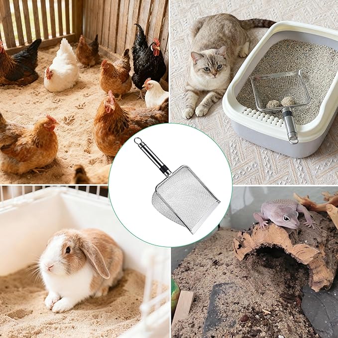 2-Pack Stainless Steel Cat Litter Scoop, 3.8mm Fine Mesh & 5mm Metal Scooper - Image 4