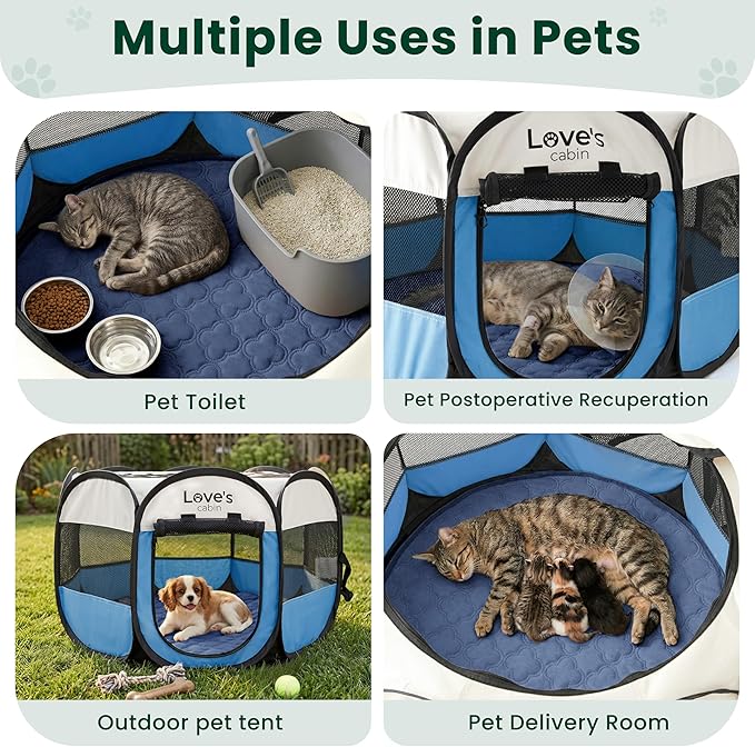 Love's cabin Dog Playpen with Washable Pee Pad, Puppy Pet Cat Playpen Small - Image 5