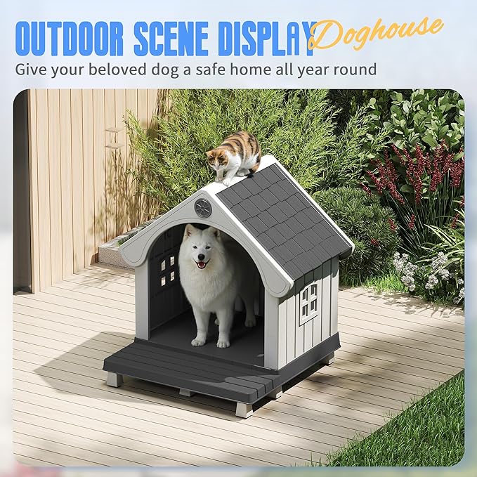 DRATO Large Dog House Outdoor Indoor, Sturdy Plastic Waterproof Doghouse - Image 7