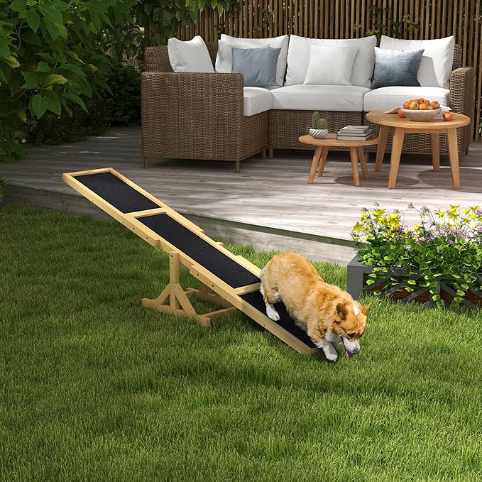 PawHut Wooden Dog Agility Seesaw - Image 2
