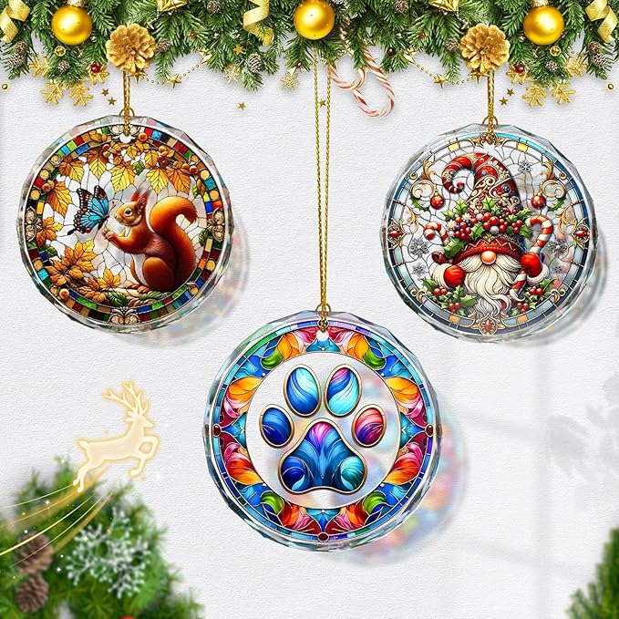 Paw Print Christmas Ornament, Stained Glass Ornaments and Christmas Tree - Image 5