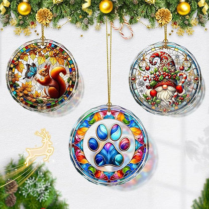 Paw Print Christmas Ornament, Stained Glass Ornaments and Christmas Tree - Image 5