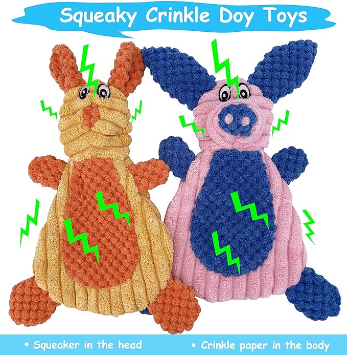 Comtim 2 Pack Durable Dog Chew Toys, Unstuffed Squeaky Dog Toys - Image 3
