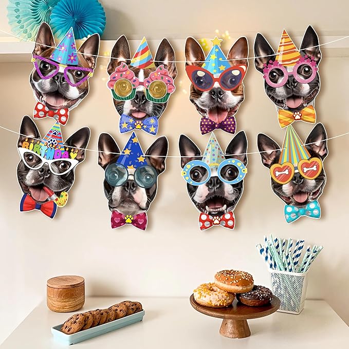 Boston Terrier Birthday Garland — Photographic Boston Terrier Faces Birthday - Image 5