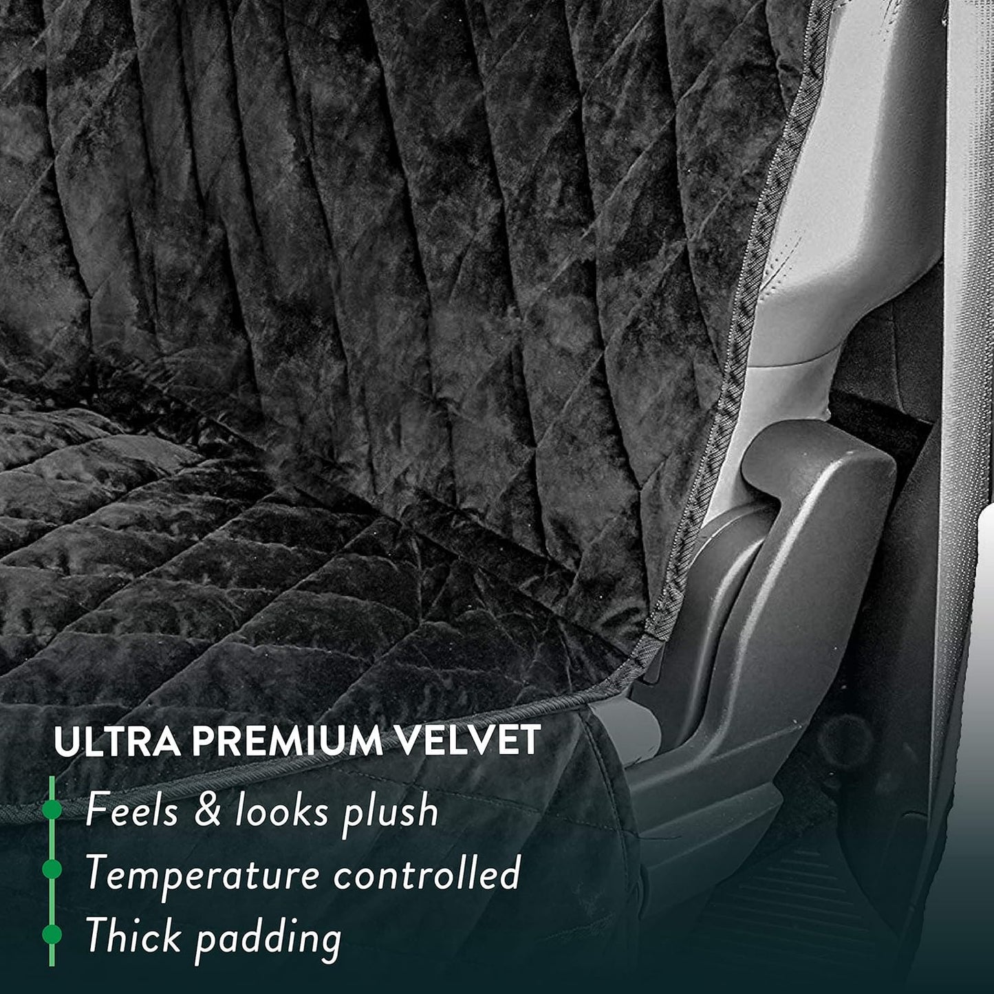 Plush Paws Products Velvet Rear Car Seat Protector w/o Hammock | Washable & Waterproof Back Seat Dog Cover for Car, Truck, & SUV | Nonslip, Tear Resistant Pet Seat Cover | Regular Charcoal