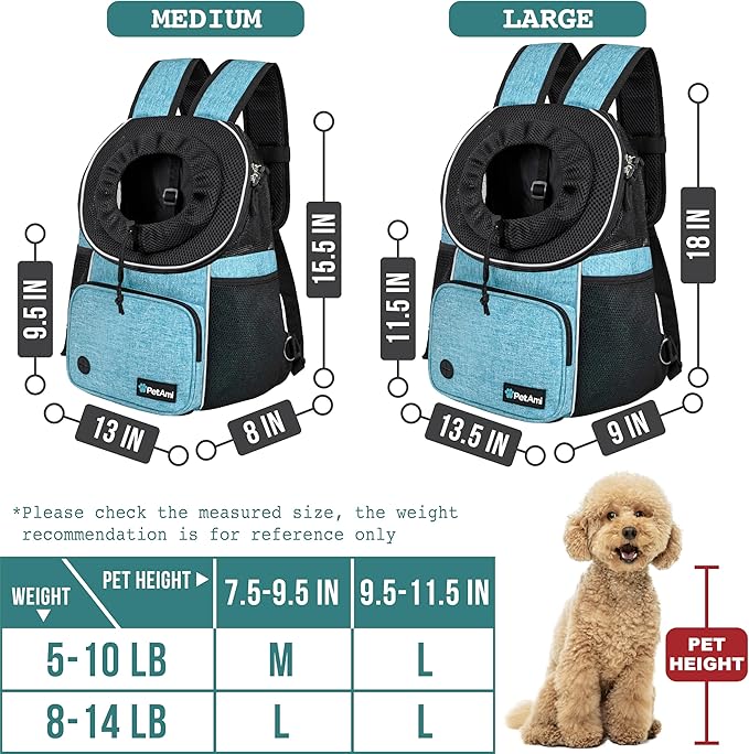 PetAmi Adjustable Cat & Dog Chest Carrier Backpack, Ventilated - Image 3