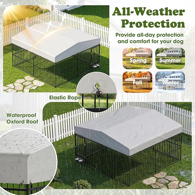 10x10x6 FT Dog Kennel Outdoor for Large Dogs, Dog Enclosure Dog Cage Pet House - Image 5