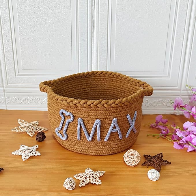 JUPPE Pet Dog Basket with Personalized Name, Dog Toys Storage Organizer Custom - Image 6