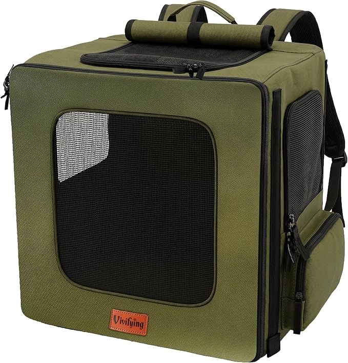 Vivifying Dog Backpack Carrier, 16.5"×15"×10.6" Breathable Pet Backpack by Vivifying