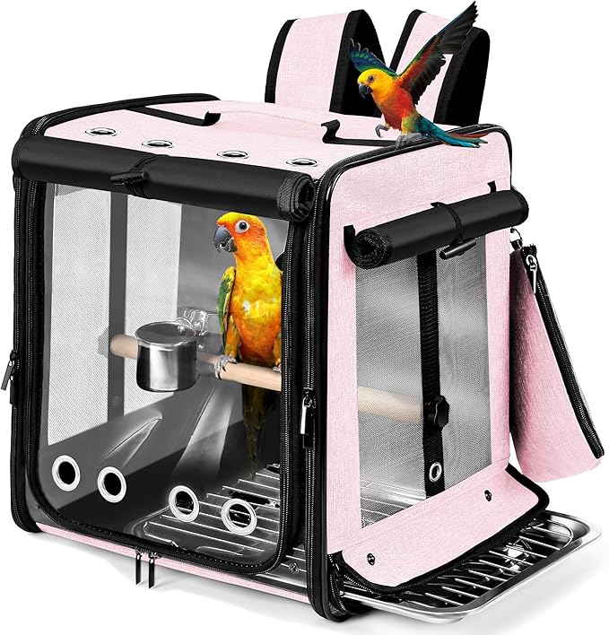 Bird Carrier with Seat Belt for Car Travel, Bird Backpack Carrier with by Suertree