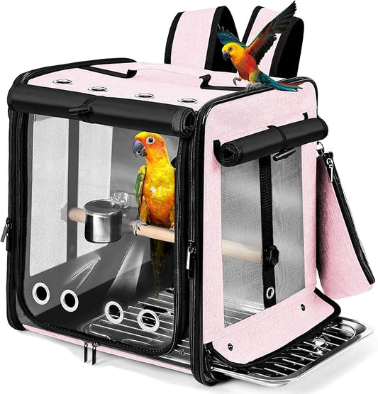 Bird Carrier with Seat Belt for Car Travel, Bird Backpack Carrier with by Suertree