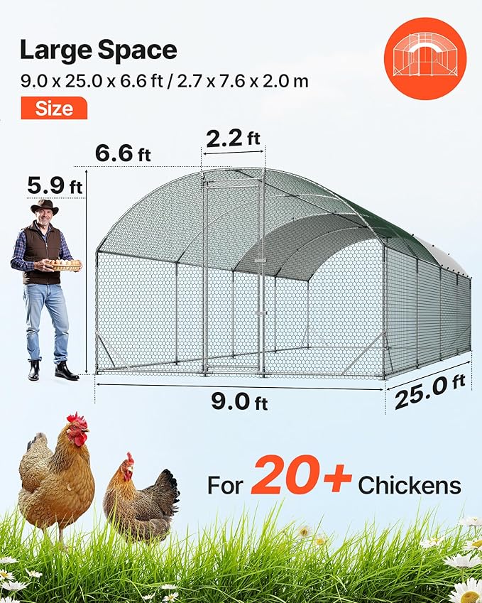 VEVOR Large Metal Chicken Coop, Walk-in Chicken Run House - Image 2