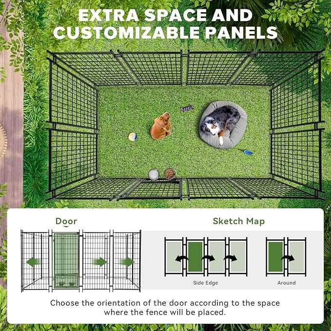 Oranland 8x4x6FT Outdoor Dog Kennel, Heavy Duty Welded Wire Steel Dog Kennel - Image 7