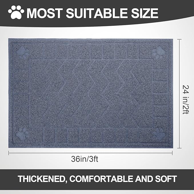 Cat Litter Mat, Litter Trapping Mat Soft on Kitty Paws, Waterproof, Easy Clean - Image 2