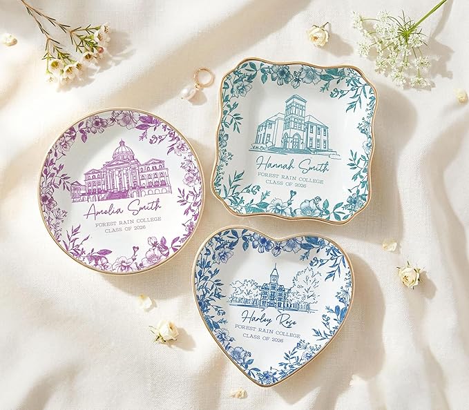 LOVELYPOD Custom Toile University Campus Trinket Tray, Personalized College - Image 3
