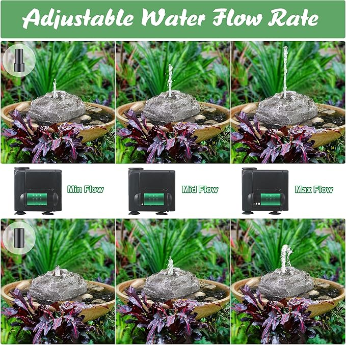 Saillong Bird Bath Water Fountain, Granite Air Pump Rock - Image 3