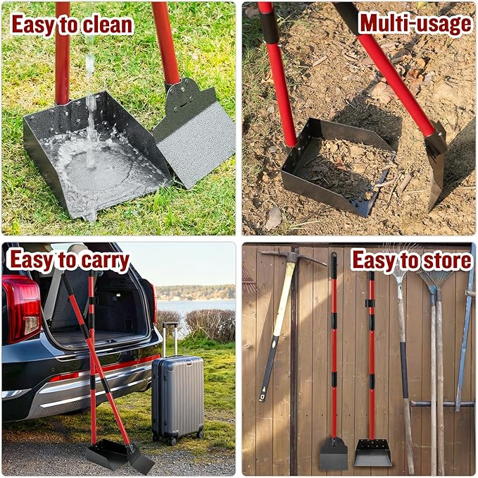 Pooper Scooper for Large Dogs, Adjustable Long Handle Metal Tray and Spade Poop - Image 7
