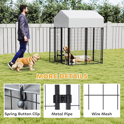 PawHut Outdoor Dog Kennel with Roof, UV-Resistant & Waterproof Cover, - Image 5