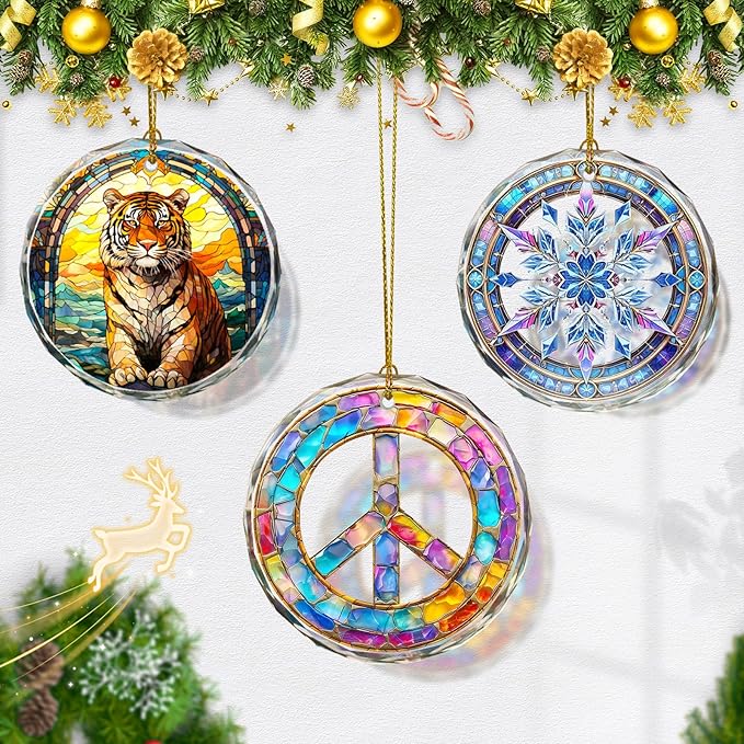 Stained Glass Peace Sign Ornament, Christmas Decorations Ornaments, Gift Idea - Image 5