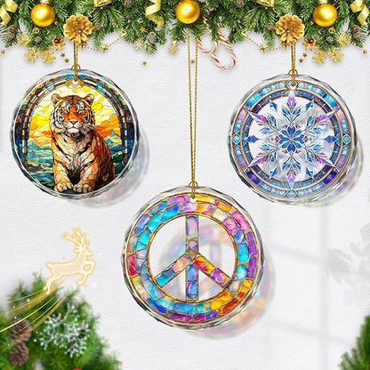 Stained Glass Peace Sign Ornament, Christmas Decorations Ornaments, Gift Idea - Image 5
