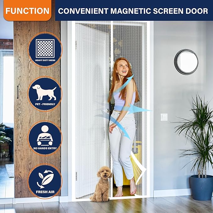 Magnetic Screen Door, Heavy Duty Door Screen Magnetic Closure Keep Bugs Out - Image 5