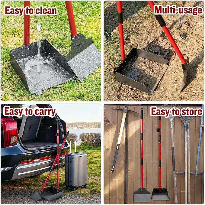 Pooper Scooper for Large Dogs, Adjustable Long Handle Metal Tray and Spade Poop - Image 7