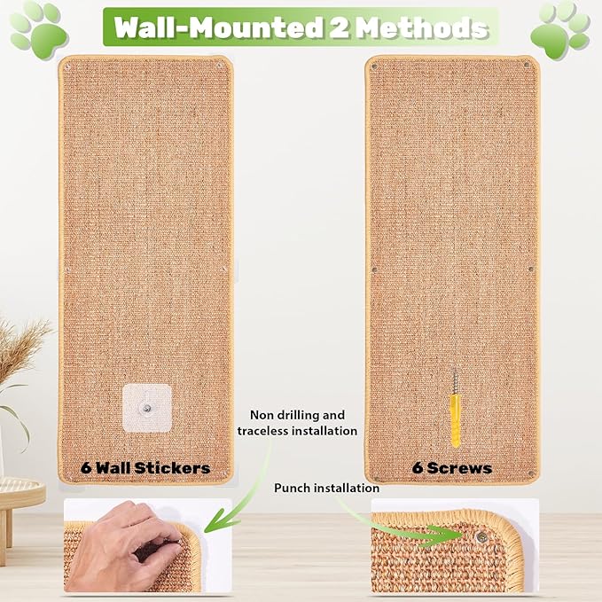 Natural Sisal Cat Scratcher Mat, Wall Scratcher Carpet, Cat Climbing Wall - Image 7