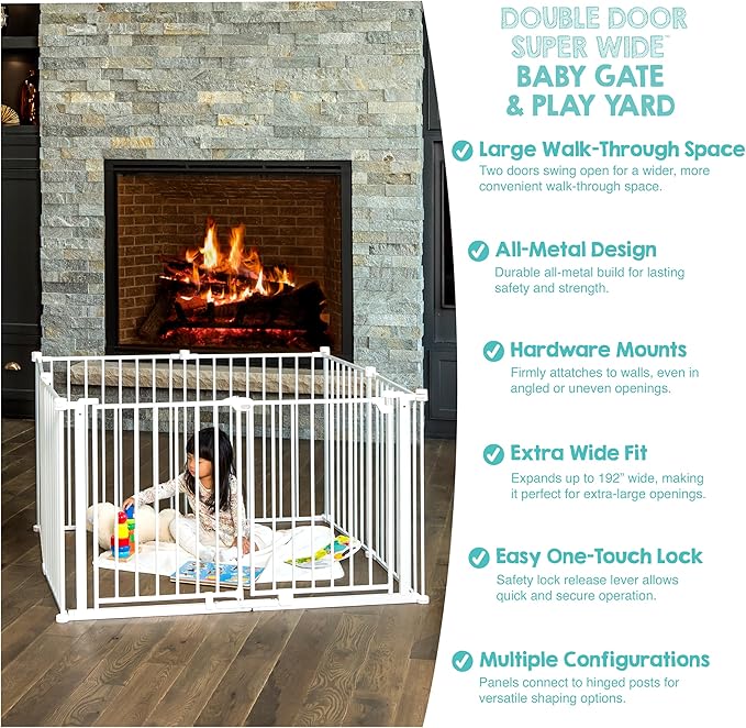 Regalo Safety 192" Double Door Super Wide Baby Gate & Play Yard, 8-Panel - Image 4