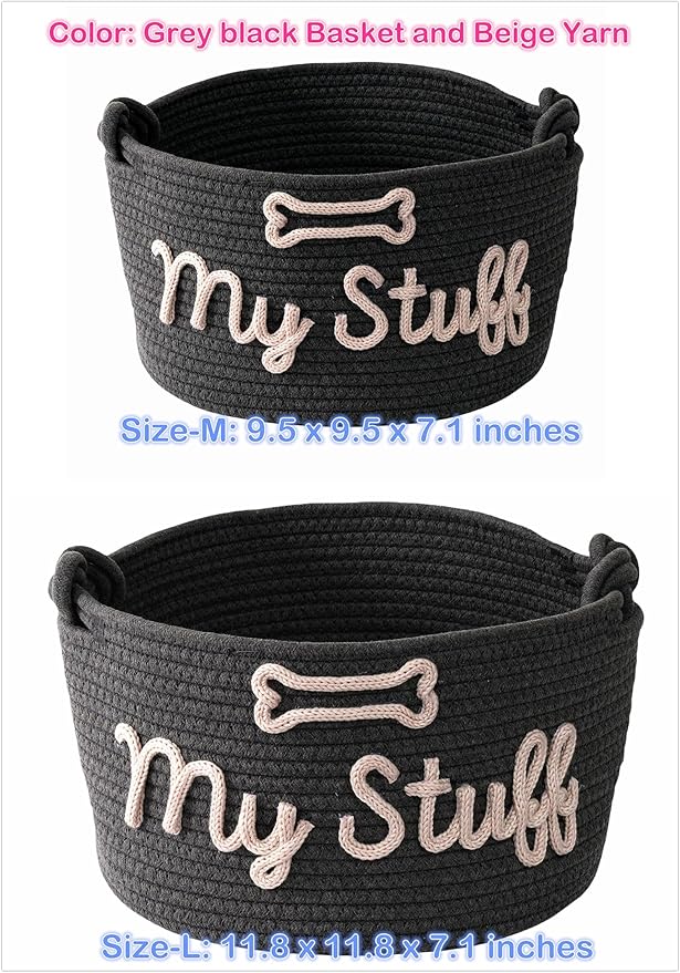 JUPPE Pet Dog Basket with Personalized Name, Dog Toys Storage Organizer Custom - Image 7