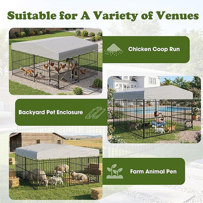 10x10x6 FT Dog Kennel Outdoor for Large Dogs, Dog Enclosure Dog Cage Pet House - Image 7