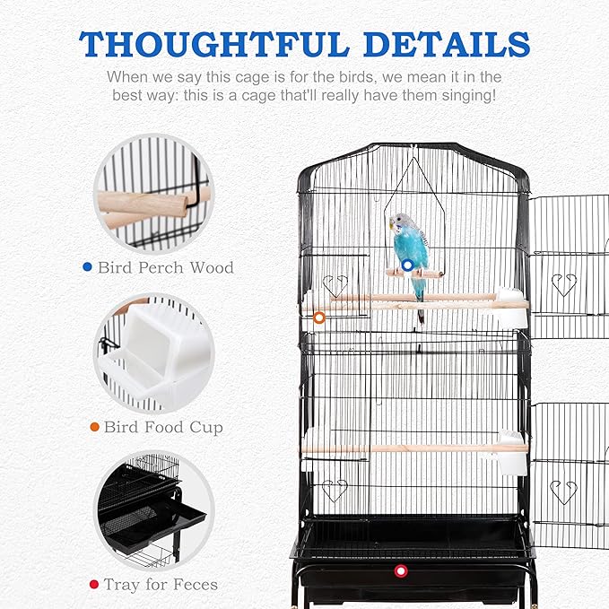 SUPER DEAL 59.3 Rolling Bird Cage Large Wrought Iron Cage - Image 4