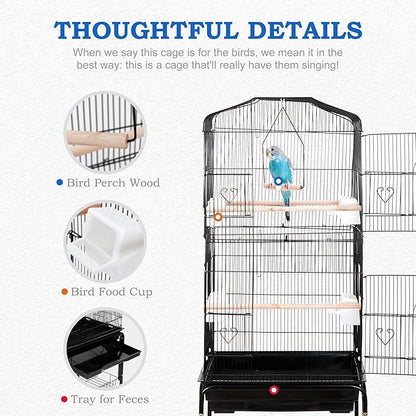 SUPER DEAL 59.3 Rolling Bird Cage Large Wrought Iron Cage - Image 4