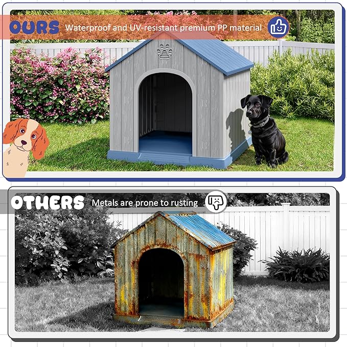 Bifanuo Dog House Outdoor Indoor, Plastic Small Dog House-Weatherproof Design - Image 6