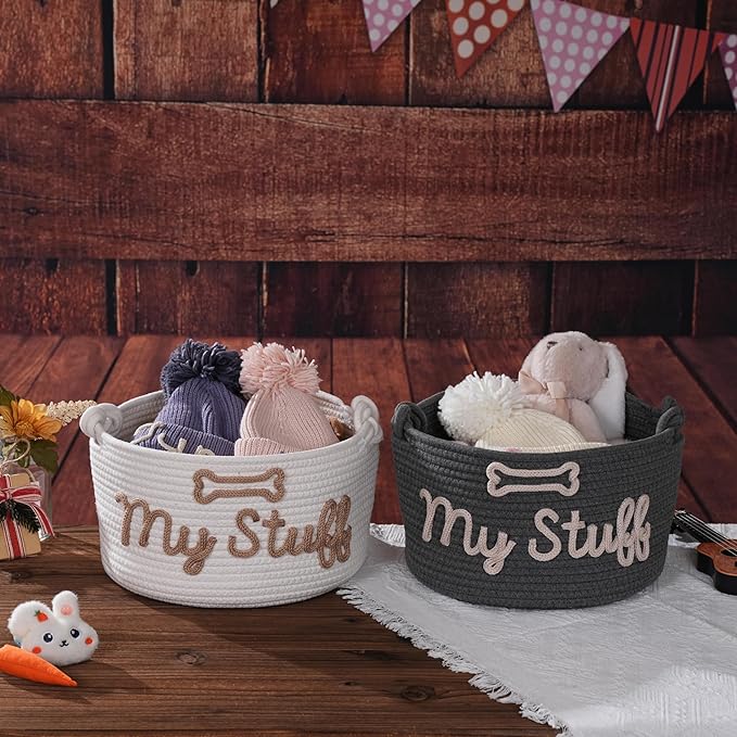 JUPPE Pet Dog Basket with Personalized Name, Dog Toys Storage Organizer Custom - Image 9