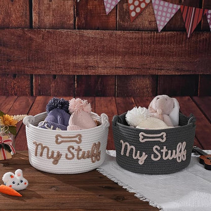 JUPPE Pet Dog Basket with Personalized Name, Dog Toys Storage Organizer Custom - Image 9