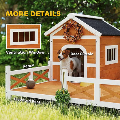 PawHut Outdoor Dog House, Weatherproof & Openable Roof, Elevated Base, - Image 6
