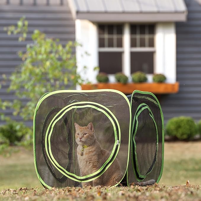 Kitty City Large Outdoor Cat Play Cube, Mesh Pop-Up Cat Enclosure - Image 2