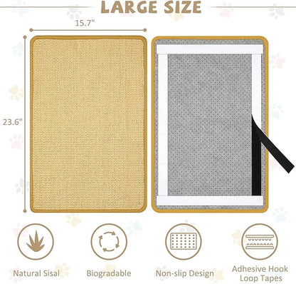 Graciadeco Carpet Cat Scratching Mat Sisal, 2 Packs Sisal Fabric Large 23.6" x - Image 2