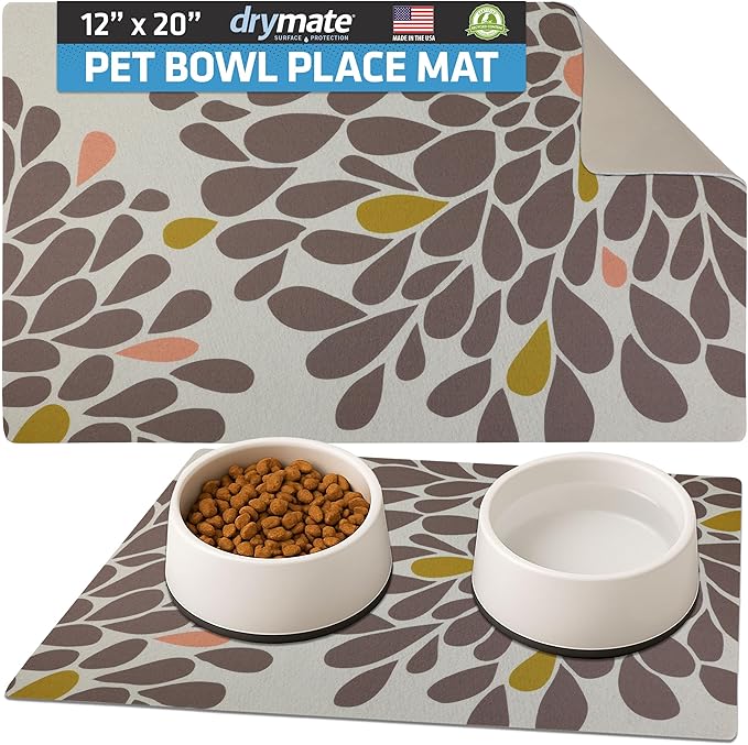 Drymate Pet Bowl Placemat, Dog & Cat Food Feeding Mat by Drymate
