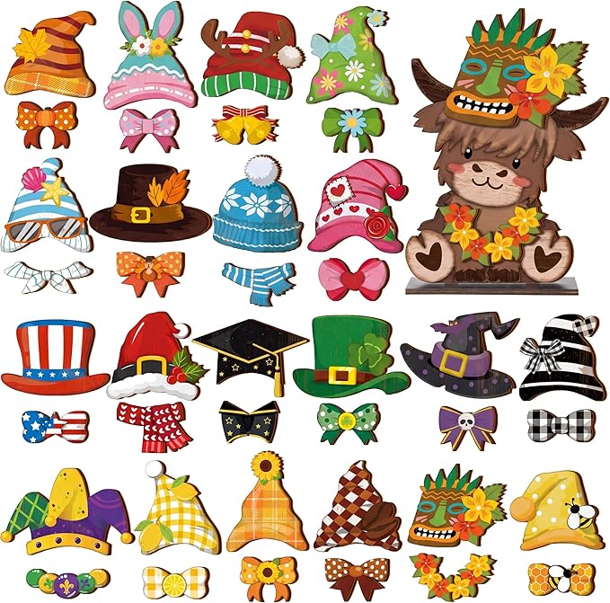 42 Pcs Interchangeable Highland Cow Graduation Gift Holiday Highland Cow Decor by Anglechic