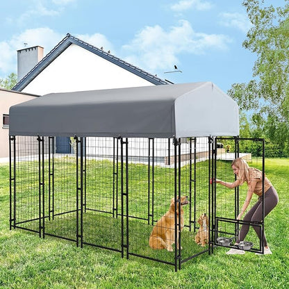8x4x6 FT Dog Kennel Outdoor for Large Dogs, Dog Enclosure Dog Cage Pet House - Image 8